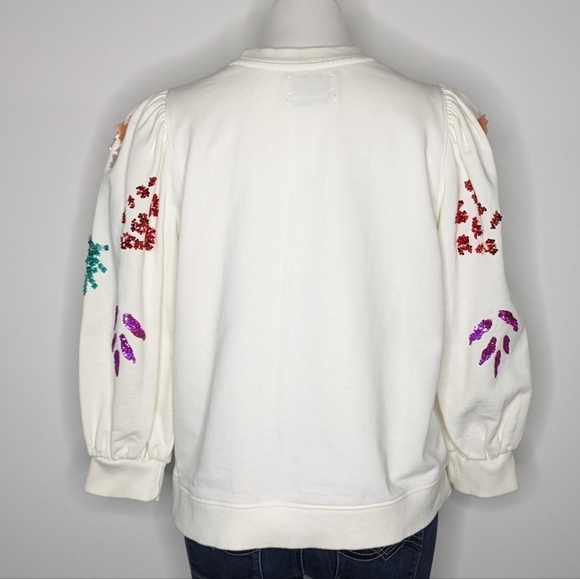 Essentiel Antwerp Zita bead & sequin puff sleeve sweatshirt 8 - Picture 9 of 14